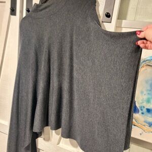 Zara Mock Neck Asymetrical Gray Poncho/Sweater NWOT
